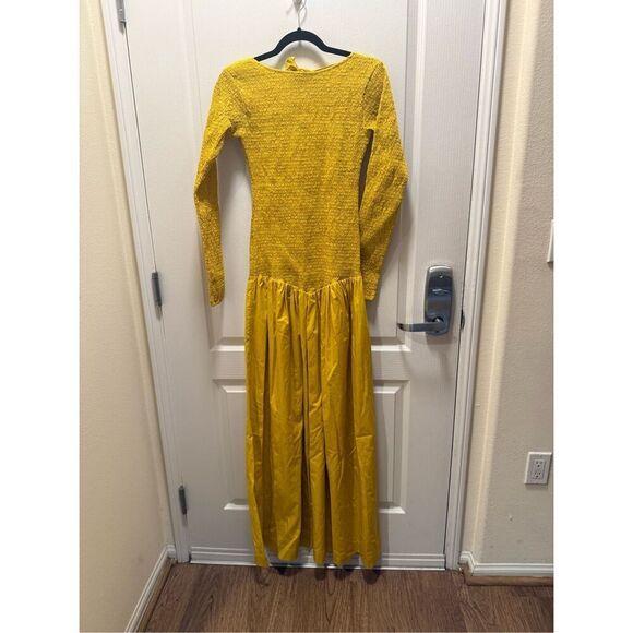 SWF Textured Open Maxi Dress cutout back Color: Golden size S NWT $409 - Picture 3 of 3